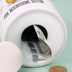 Hamster - Spardose bedruckt mit Klopapier, Nudeln und Wunschtext