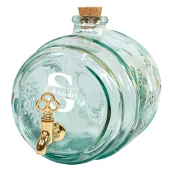 Handgefertigtes Weinfass aus recyceltem Glas mit Initiale & Name | Geschenk für Wein Liebhaber
