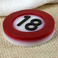 handgemachte Seife zum 18. Geburtstag mit Verkehrszeichenmotiv