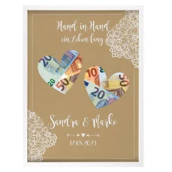 Hand in Hand ein Leben lang. - Bilderrahmen als Geldgeschenk zur Hochzeit