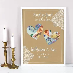 Hand in Hand ein Leben lang. - Bilderrahmen als Geldgeschenk zur Hochzeit