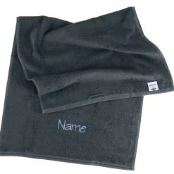 Handtuch in schiefergrau mit Name bestickt, 3 Größen auswählbar, Badetuch, Gästehandtuch