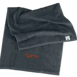 Handtuch in schiefergrau mit Name bestickt, 3 Größen auswählbar, Badetuch, Gästehandtuch