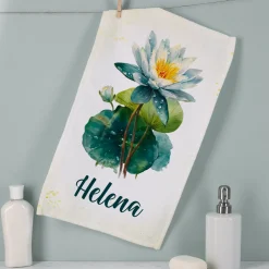 Handtuch mit Geburtsblume und Name personalisiert | Badetuch & Gästetuch als Geschenk zum Geburtstag