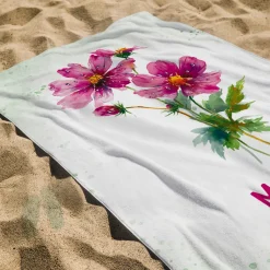 Handtuch mit Geburtsblume und Name personalisiert | Badetuch & Gästetuch als Geschenk zum Geburtstag
