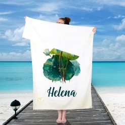 Handtuch mit Geburtsblume und Name personalisiert | Badetuch & Gästetuch als Geschenk zum Geburtstag