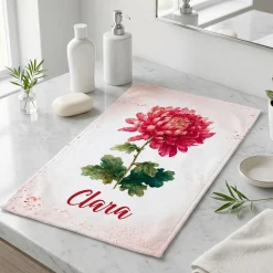 Handtuch mit Geburtsblume und Name personalisiert | Badetuch & Gästetuch als Geschenk zum Geburtstag