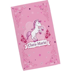 Handtuch mit Pink Pony und Name in zwei Größen