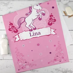 Handtuch mit Pink Pony und Name in zwei Größen