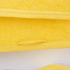 Handtuchset in löwenzahngelb mit Name gestickt, 4-teilig