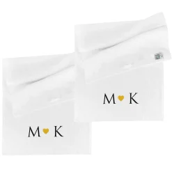 Handtuch Set personalisiert mit Stickerei | Herz & Initialen | Geschenk für Paare und Verliebte