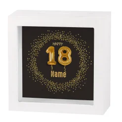 Happy 18 - Bilderrahmen-Spardose zum Geburtstag mit Name, 15x15cm