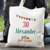 Happy Birthday - Baumwollbeutel mit Name und Alter
