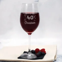 Happy Birthday 40 - Biorebe Wein und Weinglas in Geschenkbox | Bienenfreundlich, Vegan, Nachhaltig