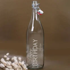 Happy Birthday - Flaschenpost mit Wunschname graviert
