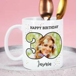 Happy Birthday - Fototasse zum 30. Geburtstag mit Name