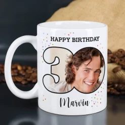 Happy Birthday - Fototasse zum 30. Geburtstag mit Name