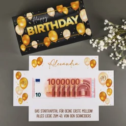 Happy Birthday - Geldgeschenk zum Geburtstag mit Goldprägung