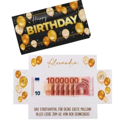 Happy Birthday - Geldgeschenk zum Geburtstag mit Goldprägung
