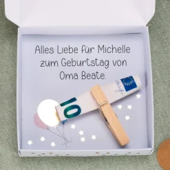 Happy Birthday 18 - Geschenkbox für Geldgeschenke mit Goldprägung und Text