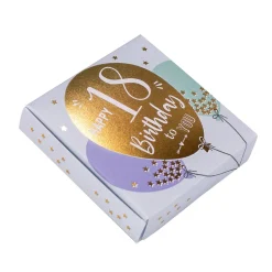 Happy Birthday 18 - Geschenkbox für Geldgeschenke mit Goldprägung und Text