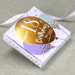 Happy Birthday 18 - Geschenkbox für Geldgeschenke mit Goldprägung und Text