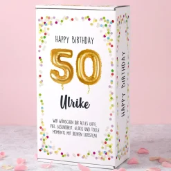 Happy Birthday 50 - Geschenkset mit Biorebe Wein und Weinglas in Geschenkbox