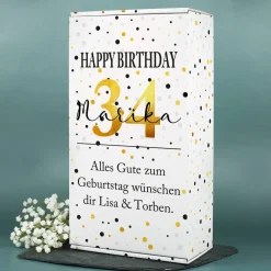 Happy Birthday - Lillet Präsent mit gravierten Weinglas und toller Geschenkverpackung