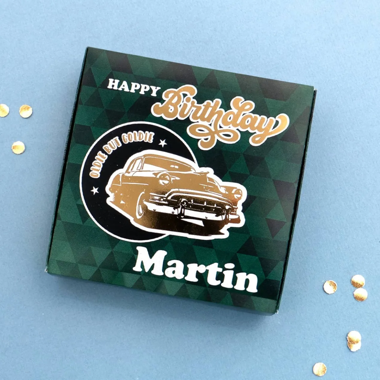 Happy Birthday - Oldie but Goldie - Geldgeschenkbox mit Goldprägung