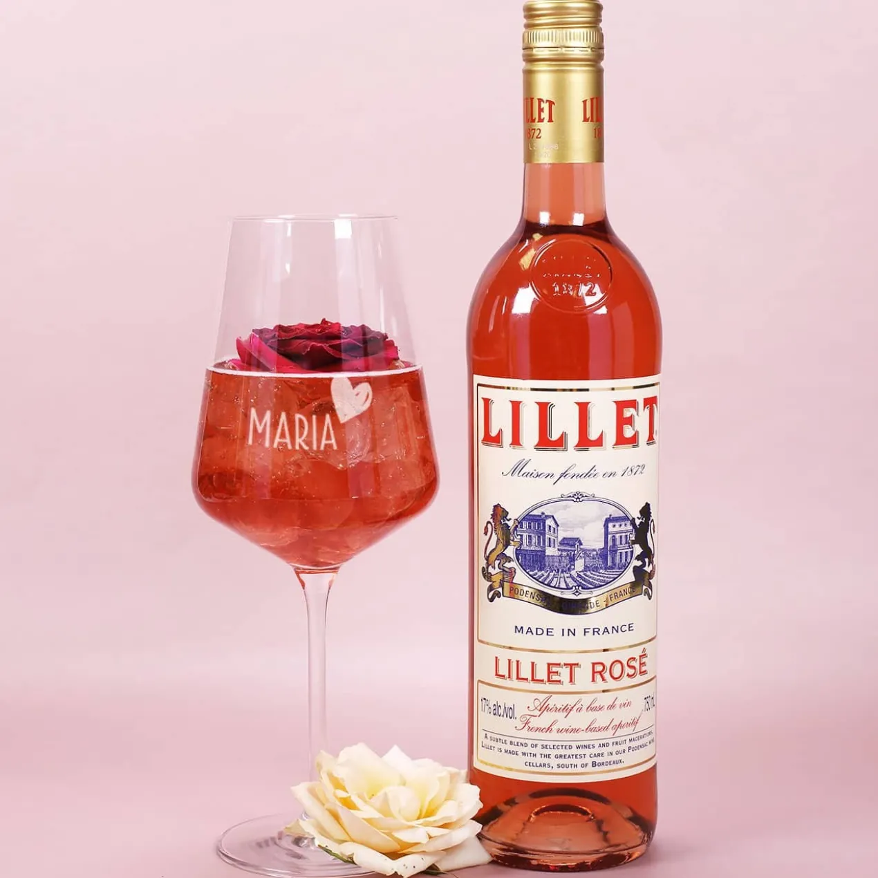 Happy Birthday to you - Lillet Geschenkset zum Geburtstag mit graviertem Weinglas