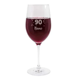 Happy Birthday 90 - Weinglas mit Name graviert zum 90. Geburtstag