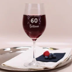 Happy Birthday 60 - Weinglas zum 60. Geburtstag mit Name graviert