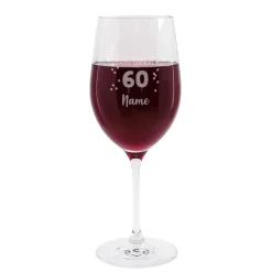 Happy Birthday 60 - Weinglas zum 60. Geburtstag mit Name graviert