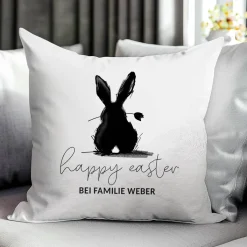 Happy Easter - Flauschkissen mit Osterhase & Wunschtext