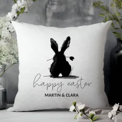 Happy Easter - Flauschkissen mit Osterhase & Wunschtext