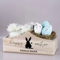 Happy Easter - Geschenkkorb zu Ostern mit Hasen-Motiv & Wunschtext