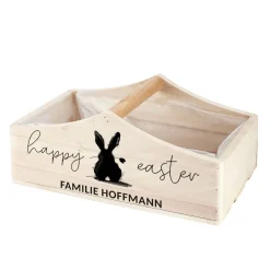 Happy Easter - Geschenkkorb zu Ostern mit Hasen-Motiv & Wunschtext