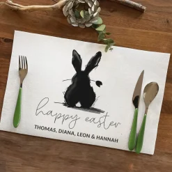 Happy Easter - Textiles Platzdeckchen personalisierbar mit Wunschtext zu Ostern