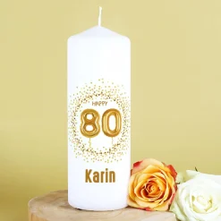 Happy 80 - Kerze mit Name zum 80. Geburtstag