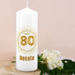 Happy 80 - Kerze mit Name zum 80. Geburtstag