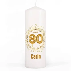 Happy 80 - Kerze mit Name zum 80. Geburtstag