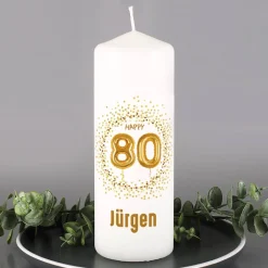 Happy 80 - Kerze mit Name zum 80. Geburtstag