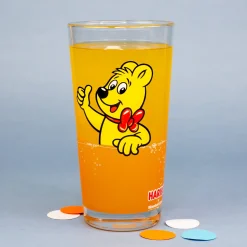HARIBO Trinkglas Goldbär Motiv | 380 ml Glas in Orange oder Grün für Kinder, Erwachsene & Fans