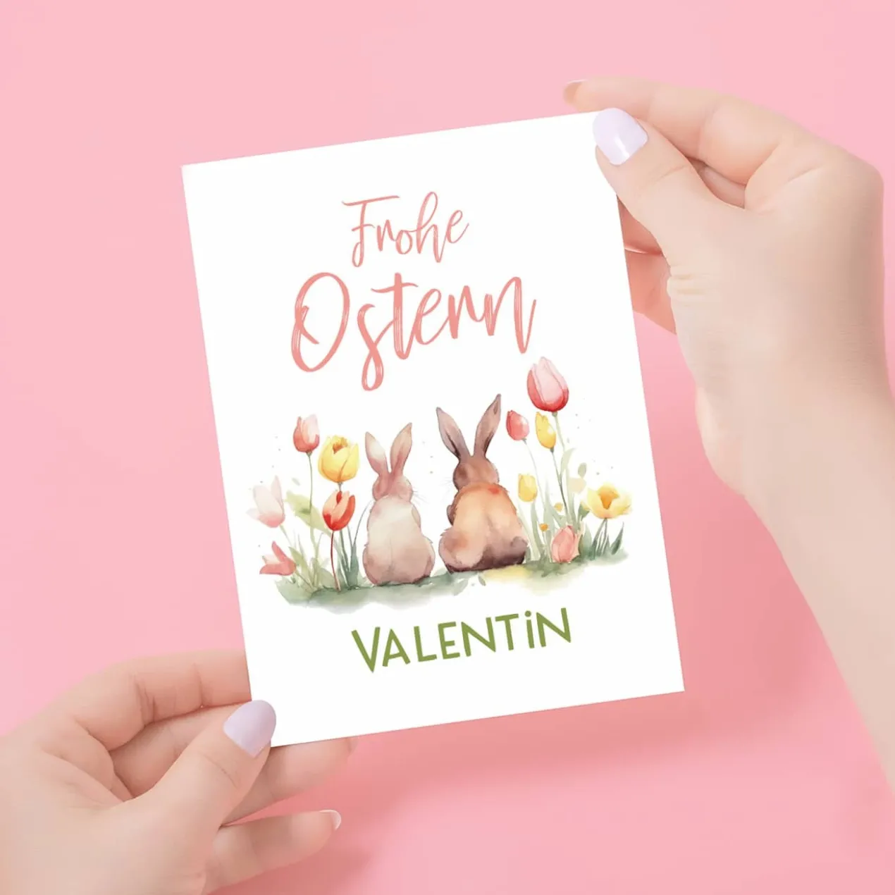 Hasen - Osterkarte mit Ihrem Text persönlich gestaltet