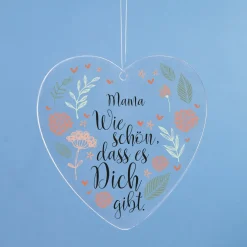 Herz Anhänger mit Name personalisiert aus Acryl | Geschenk für Mama, Erzieher & Menschen mit Herz