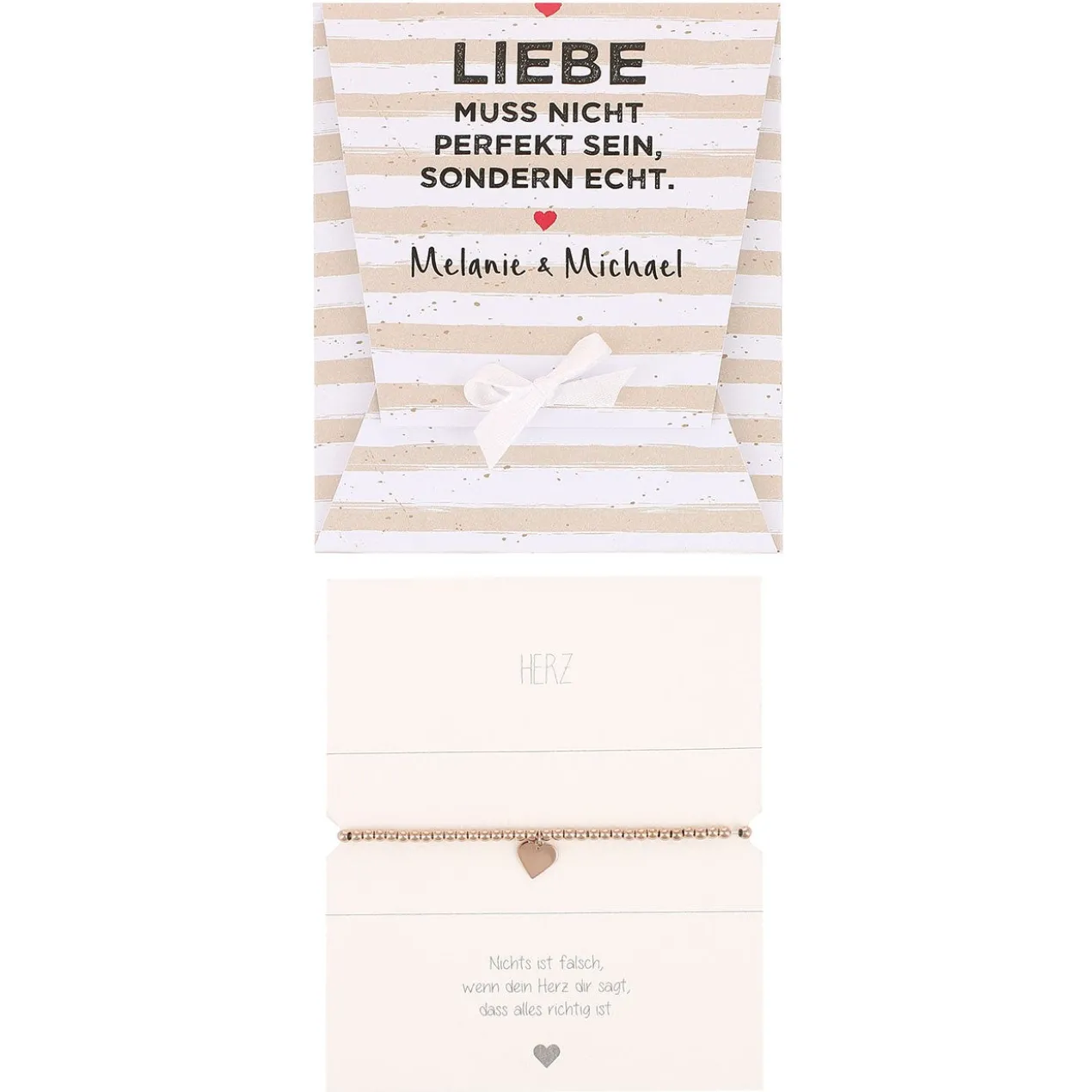 Herzarmband mit personalisierter Verpackung | Liebe muss echt sein