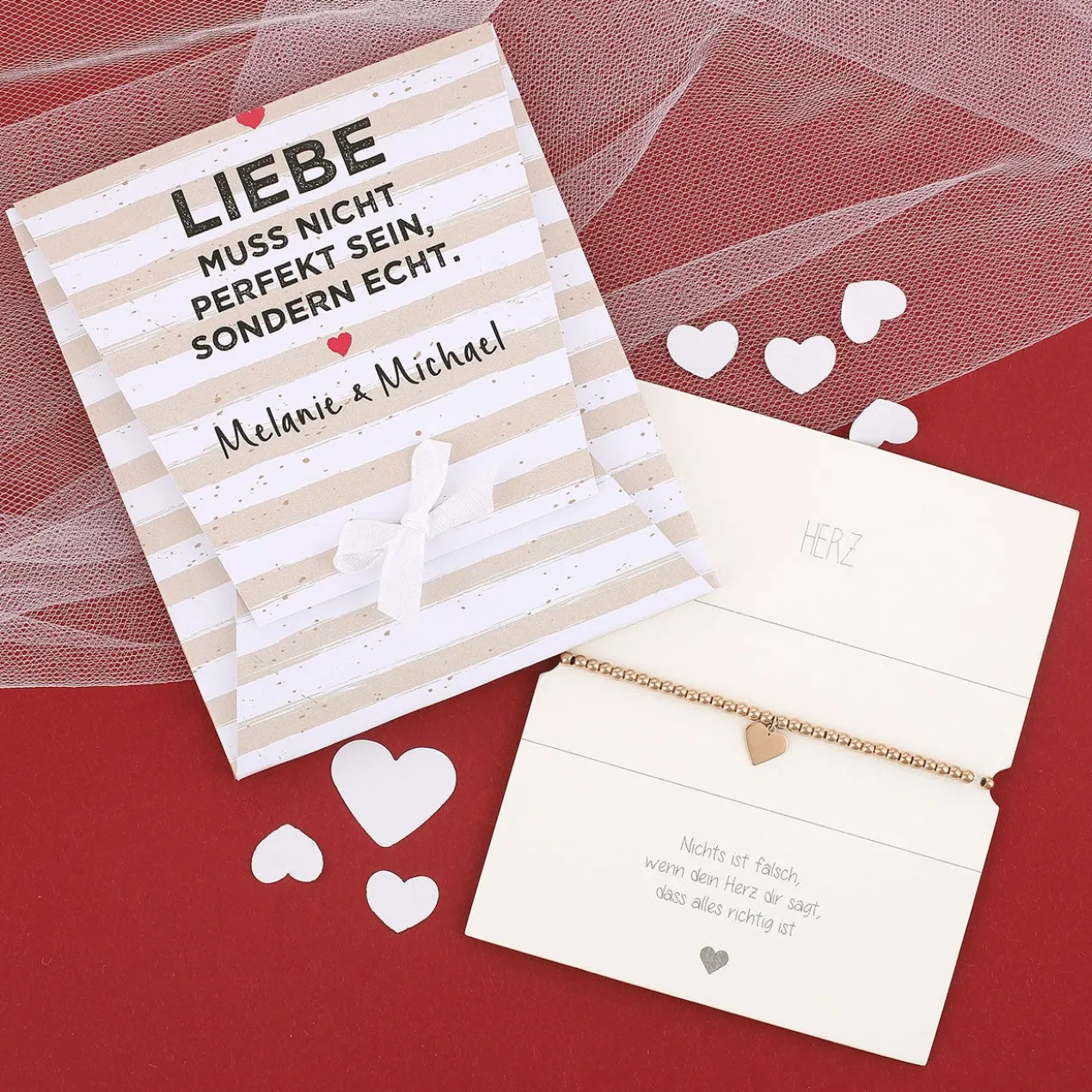 Herzarmband mit personalisierter Verpackung | Liebe muss echt sein