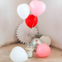 5 Herzballons in weiß, rosa und rot