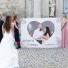 Herzbanner zum Ausschneiden zur Hochzeit mit Foto und Marmoroptik