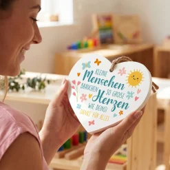 Herz für Erzieherin & Lehrer als Dankeschön Geschenk personalisiert | Deko Schild für Kita Abschied